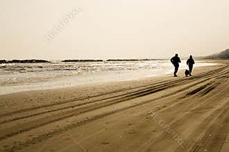 Man and woman running outdoor