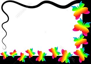 Rainbow Butterflies Border Frame