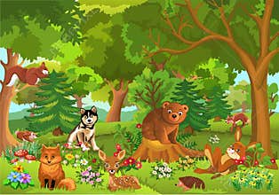 Cute animals in the forest