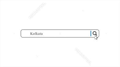 Kolkata in Search Animation. Internet Browser Searching