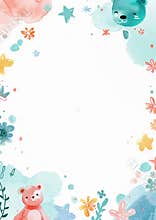 Children's day border frame with two bears and stars