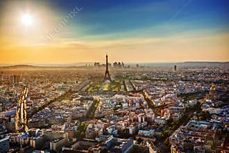 Paris, France at sunset. Eiffel Tower
