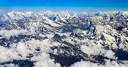 Himalaya Everest mountain range panorama