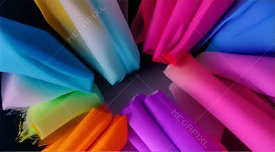 Colorful textile close-up with rotating motion