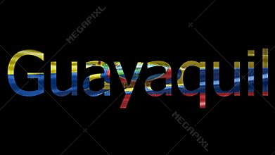 Guayaquil Name on Transparent Background. Waving Flag