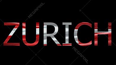 Zurich Name on Transparent Background. Waving Flag