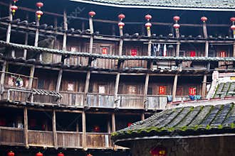 Hakka Roundhouse tulou walled village, Fujian, Chi