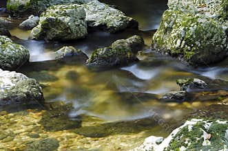 Motion blur mountain water