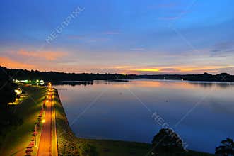 Upper Seletar Reservoir walkway in the evening