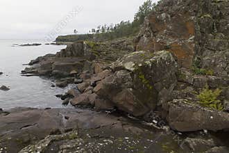 The rugged stone coast of Valaam Island