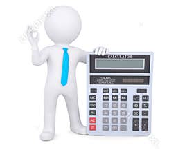 3d white man holding a calculator