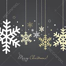 Christmas and New Year card with snowflakes