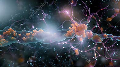 Zoomedin image of a single oligodendrocyte actively producing and wrapping myelin around a nerve axon