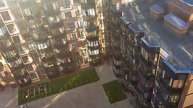 Areal footage of the modern district. City