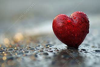 Small red heart icon in right corner on clean white background for optimal visibility