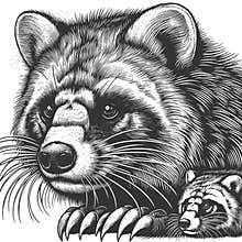 Fictional extinct animal engraving raster