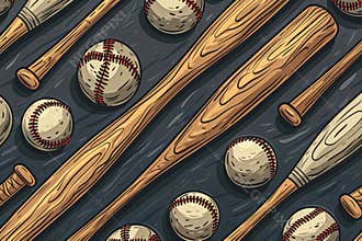 A Vintage Baseball Pattern of Bats and Balls