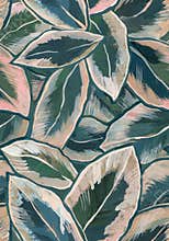Ficus leaves painted carelessly with strokes seamless pattern.