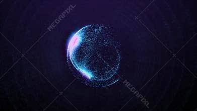 Digital blue sphere with glowing lines structure