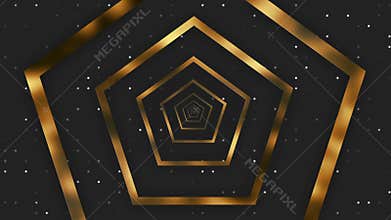 Polygon Luxury, pale grey color with gold black pentagon repeater background, sparkling dots.