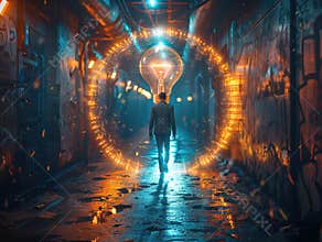 HR Innovation conception. Artificial intelligence innovation. AI adoption and working. AI with a digital brain in a