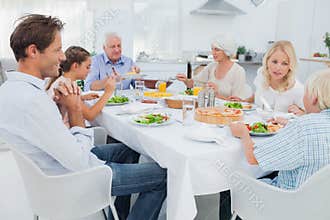 Extended family at the dinner table