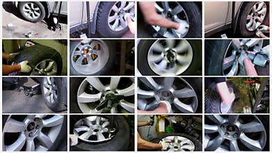 Male hands disassemble, assemble and pump car