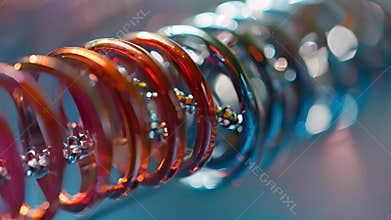 An upclose image of a shock absorber on a trampoline demonstrating its ability to absorb and dissipate energy