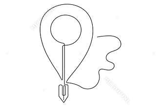 Artistic location icon continuous one line minimalist drawing
