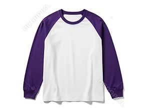 Purple and white baseball tee isolated on white background