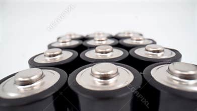 Close up of AA batteries on white background isolated
