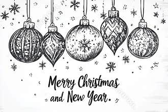A doodle Christmas ball element set in a hand-drawn sketch style. Adorable bauble for borders or backgrounds with text