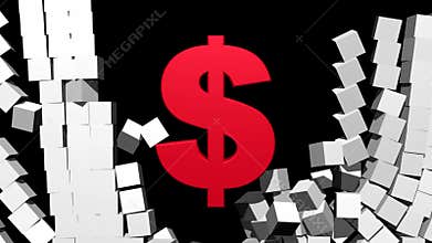 Dollar Breaking Through Block Wall