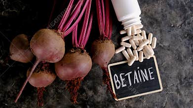 Beets contain betaine on the table. Selective focus.