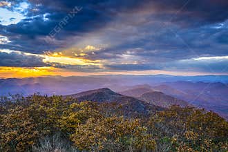Autumn Sunset in Blue Ridge Mountains