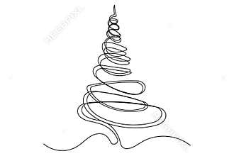 Spiral single line drawing christmas tree simple outline illustration isolate
