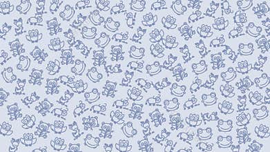 Monochrome Pattern of Playful Cartoon Robots with Cute Expressions