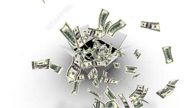 Box Opens - Hundred Dollar Bills Fly Out