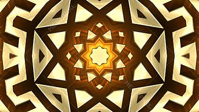 4K Colorful looping kaleidoscope sequence of golden patterns