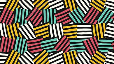 Abstract Hand-Drawn Striped Blocks Seamless Loop Animation. Motion Background.