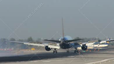Commercial Airliner Landing in Barcelona Airport