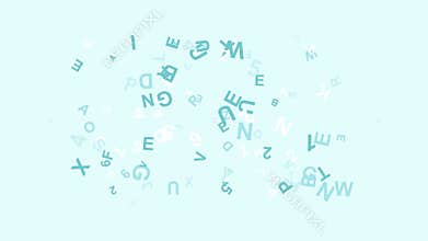 Randomly scattered alphabet letters on light background