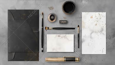 Video Various writing supplies and office materials displayed on a flat surface