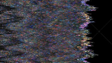 Abstract Digital Glitch Effect with Static Noise and Corrupted Pixels on Black Background