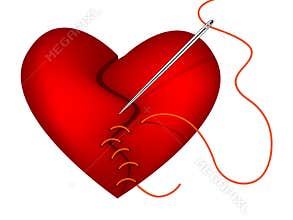 Clip-art of broken heart and needle