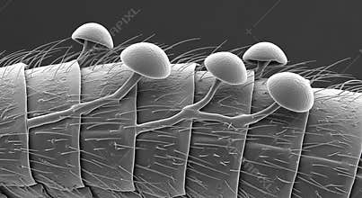 Beauveria brongniartii appressoria formation on mosquito confocal microscopy