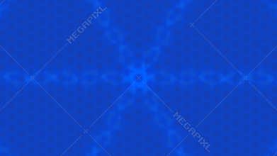 Abstract blue background with flowing lines and a central starburst design