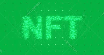 Animation of green nft over transparent background
