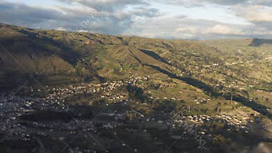 Town in the Andes, El Tambo, Ecuador, aerial view