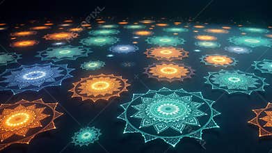 Seamless Animation of Glowing Mandalas for a Calming Meditative Background